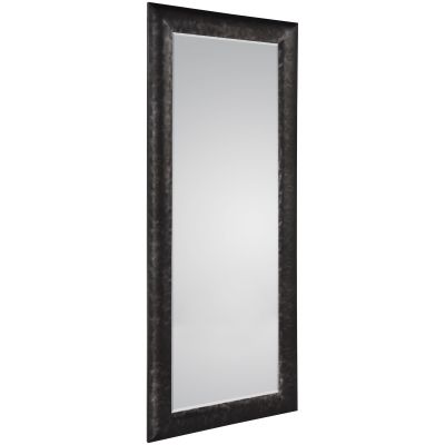 Rahmenspiegel Elli in Schwarz, freigestellt in vollständiger Ansicht; zu sehen ist die hohe rechteckige Spiegelfläche mit strukturiertem Rahmen; Maße ca. 70 x 170 x 2,7 cm.