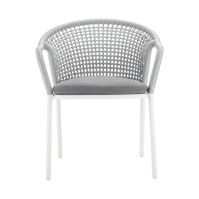 Stapelsessel Alu String-Flex white-grey / anthracite inkl. Sitzpolster