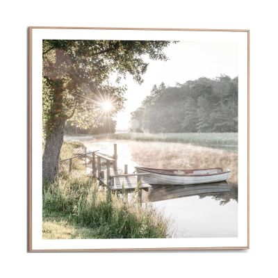 Frontansicht des Wandbilds „Rise and Shine“ in Grün, Größe 50 × 50 cm; das vollständige Motiv ist zu sehen.