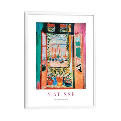 Frontansicht des Wandbilds „Matisse Window“ in Mehrfarbig, Größe 50 × 70 cm; das vollständige Motiv ist zu sehen.
