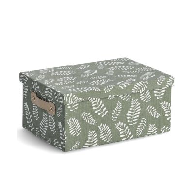 Zeller Aufbewahrungsbox "Leaves"; Farbe grün; Material Baumwolle/Polyester; Maße ca. 36 × 26 × 16,5 cm.