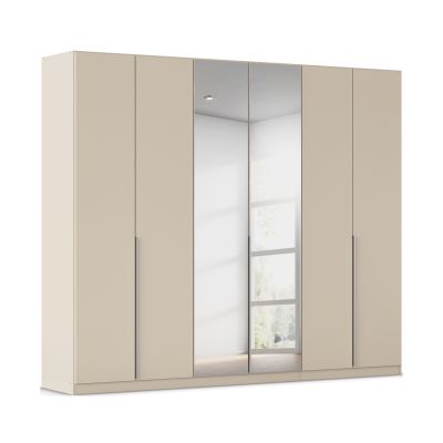 Drehtürenschrank 6-türig 2 Spiegeltüren Spiegel/Glas teilaufgelegt champagner