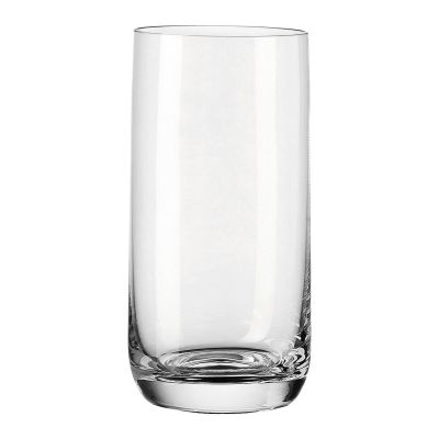Leeres hohes Longdrinkglas aus transparentem Glas mit gerader Form
