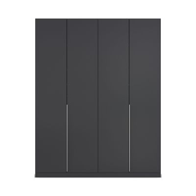 Minimalistischer 4-türiger Kleiderschrank in Grau-Metallic mit schlichten langen Griffleisten in Frontansicht
