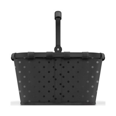Schwarzer Reisenthel Carrybag mit klappbarem Griff und feinem Punkte-Design in Seitenansicht
