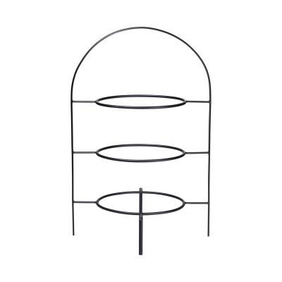 Etagere 3-stufig für Essteller der Serie Ligne Noire, Farbe Schwarz matt; Frontdarstellung mit drei übereinanderliegenden runden Halterungen.