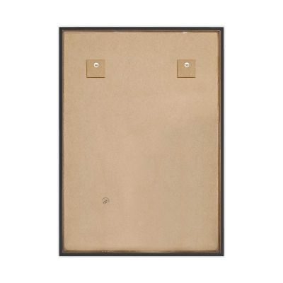 Rückansicht des Wandbilds „Organic Blocks Linen Black“, 50 × 70 cm; sichtbar sind Rückwand und rückseitige Konstruktion.