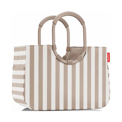 Moderne Reisenthel Tragetasche mit ovalen Griffen und beige-weißem Streifenmuster