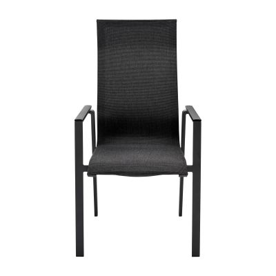 Stapelsessel Alu anthracite mit Alu Armlehnen Onlay black / softex coal