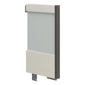 Seitliche Ansicht eines Bettkopfteils mit glatter Oberfläche und Montageplatten