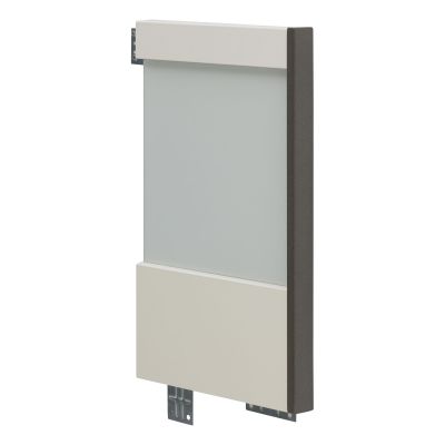 Seitliche Ansicht eines Bettkopfteils mit glatter Oberfläche und Montageplatten
