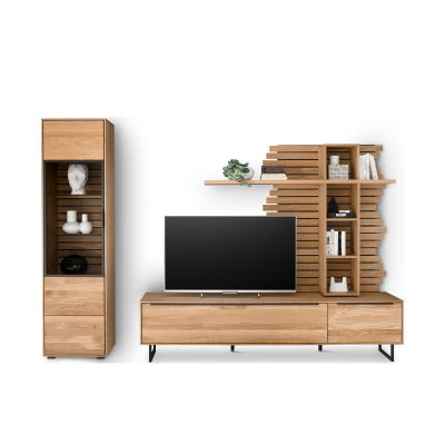 Wohnwand Musterring Set One Jackson mit TV Lowboard Vitrine und Wandregal in klarer Linienführung und funktionalem Stauraum