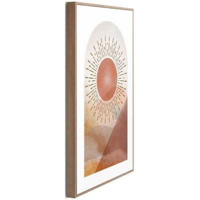 Seitliche Schrägansicht des Wandbilds „Abstract Sun“, 20 × 30 cm; Profil, Kante und Tiefe des Bildes sind erkennbar.