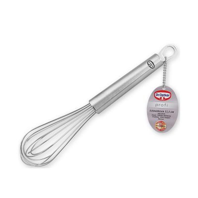 Kleiner Edelstahl Schneebesen mit Produktanhänger von Dr Oetker