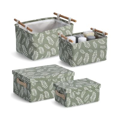 Alternative Ansicht: Zeller Aufbewahrungsbox "Leaves"; Farbe grün; Material Baumwolle/Polyester; Maße ca. 36 × 26 × 16,5 cm.