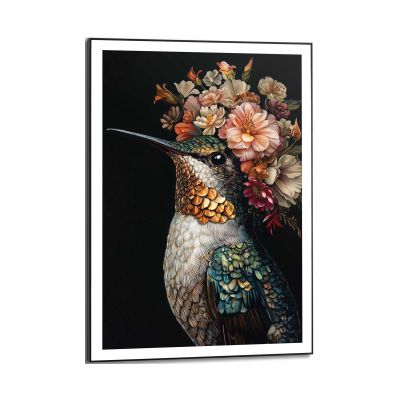 Frontansicht des Wandbilds „Lovely Hummingbird“ in Mehrfarbig, Größe 50 × 70 cm; das vollständige Motiv ist zu sehen.