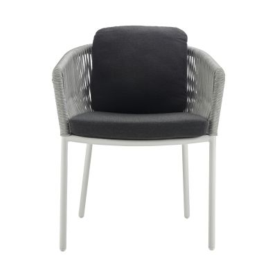 Dining Sessel Alu String-Flex white-grey / Bombay anthracite inkl. Rückenkissen