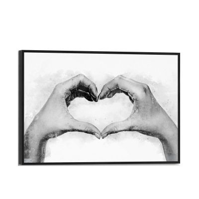 Frontansicht des Wandbilds „Love Sign“ in Schwarz-Weiß, Größe 20 × 30 cm; das vollständige Motiv ist zu sehen.