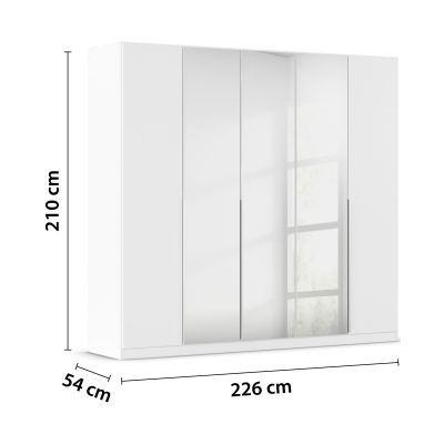 Weißer Kleiderschrank mit eingezeichneten Maßen von 226 cm Breite, 210 cm Höhe und 54 cm Tiefe