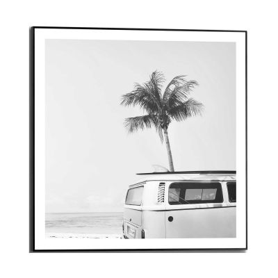 Frontansicht des Wandbilds „Summer Vibe“ in Schwarz-Weiß, Größe 50 × 50 cm; das vollständige Motiv ist zu sehen.