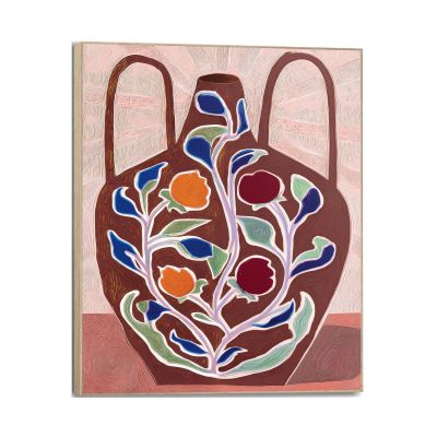 Frontansicht des Wandbilds „Botanical Vase“ in Rosa, Größe 50 × 40 cm; das vollständige Motiv ist zu sehen.