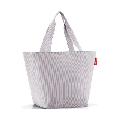Shopper von Reisenthel, Modell Shopper M, in Hellgrau aus geripptem Cord, frontal mit zwei langen Tragegriffen.