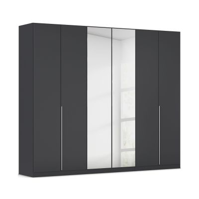 Drehtürenschrank 6-türig 2 Spiegeltüren grau metallic
