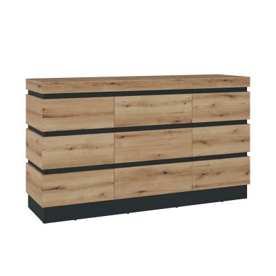 Geräumige Kommode Coast in Evoke Eiche mit Absetzungen in Kosmos Grau und modernem Design