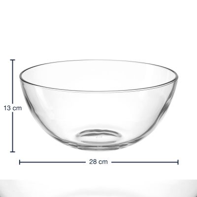 Große Glasschale aus Glas mit Angabe von 28 cm Durchmesser und 13 cm Höhe