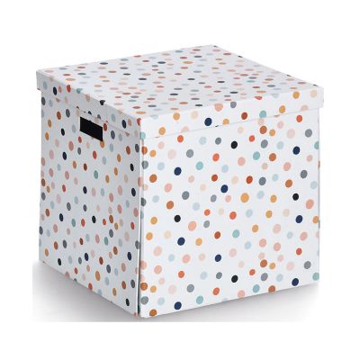 Zeller Aufbewahrungsbox "Dots"; Farbe bunt; Material recycelter Karton; Maße ca. 33,5 × 33 × 32 cm.