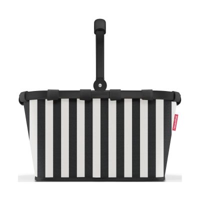 Carrybag Summerstripes Black mit vertikalen schwarz-weißen Streifen und hochgestelltem schwarzem Tragebügel