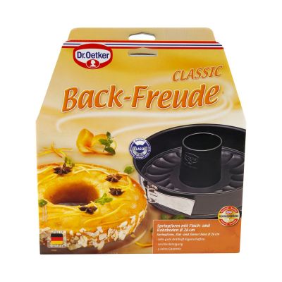 Verpackung der Springform 26 cm mit Kuchenmotiv und Produktabbildung