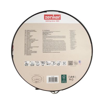 Rückseite der 28 cm Springform Verpackung mit Produktinformationen