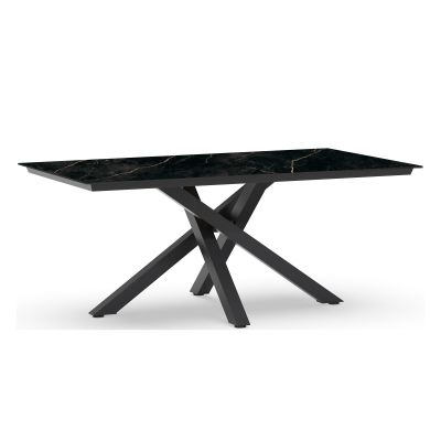Gartentisch mit Gestell in Charcoal-Farbe und Tischplatte in Marble-Optik