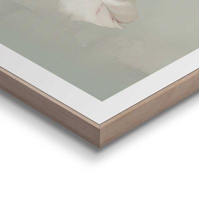 Detailaufnahme einer Ecke des Wandbilds „Tulip Elegance“, 50 × 50 cm; Oberfläche, Kante und Materialstärke sind sichtbar.
