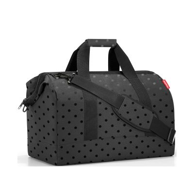 Schwarze Reisenthel Reisetasche mit Punkten und abnehmbarem Schultergurt