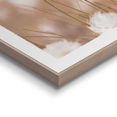 Detailaufnahme einer Ecke des Wandbilds „Cotton Pops“, 30 × 40 cm; Oberfläche, Kante und Materialstärke sind sichtbar.
