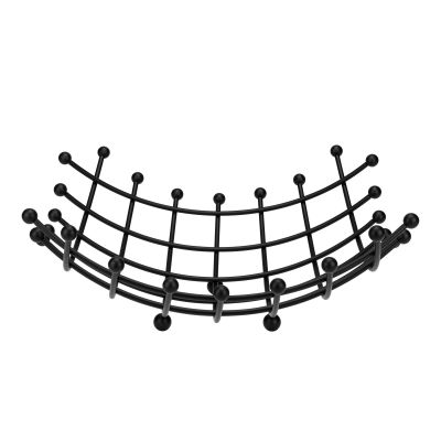 Obstschale 34 x 34 cm schwarz Life Style: geschwungene schwarze Obstschale aus Draht mit gitterartigen Querstreben und Kugelabschlüssen.