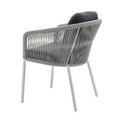 Dining Sessel Alu String-Flex white-grey / Bombay anthracite inkl. Rückenkissen