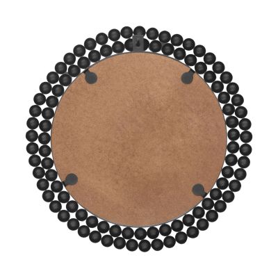 Spiegel Amila in Schwarz, in sehr schmaler Seitenansicht mit sichtbarer Rahmentiefe; Maße ca. 46 x 46 x 2,5 cm.