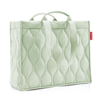 Shopper von Reisenthel, Modell Softshopper, in Hellgrün mit Steppstruktur, frontal mit sichtbaren langen Schulterhenkeln