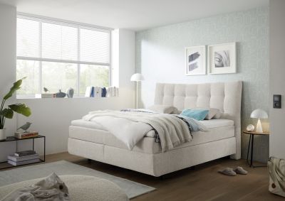 Boxspringbett in pearl mit 7-Zonen-Tonnentaschenfederkern und Geltopper