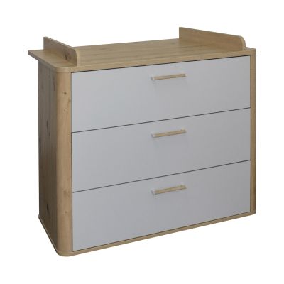 Wickelkommode asteiche / kreidegrau matt lack NB 110x98x71 cm