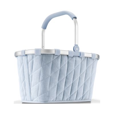 Reisenthel Carrybag in Rhombus Denim mit hellblauem Rautenmuster, stabilem Tragebügel und geräumigem Einkaufskorb