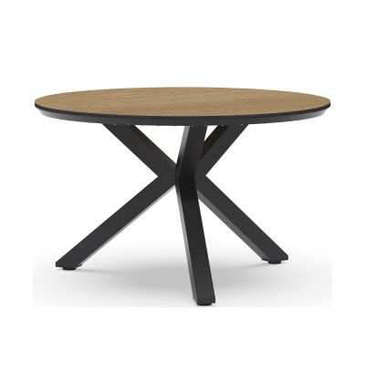 Runder Dining Table mit Gestell in Charcoal-Farbe und Tischplatte in Bergamo-Optik
