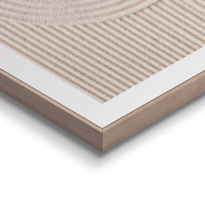 Detailaufnahme einer Ecke des Wandbilds „Sandy Circles“, 30 × 40 cm; Oberfläche, Kante und Materialstärke sind sichtbar.