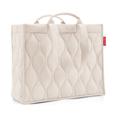 Shopper von Reisenthel, Modell Softshopper, in hellem Steinbeige mit Steppstruktur, frontal mit sichtbaren langen Schulterhenkeln