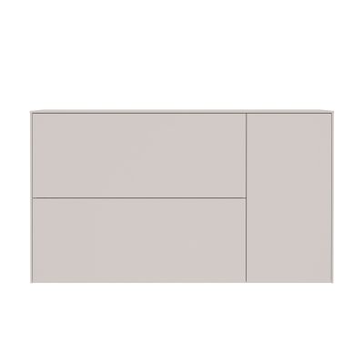 Schuhschrank in Beige, Frontansicht.