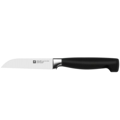 Kleines Gemüsemesser mit kurzer Klinge, Serie Vier Sterne von ZWILLING, Klingenlänge 80 mm, freigestellt auf weißem Hintergrund.