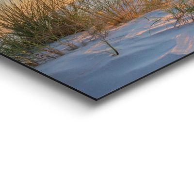 Detailaufnahme einer Ecke des Wandbilds „Golden Hour“, 30 × 90 cm; Oberfläche, Kante und Materialstärke sind sichtbar.